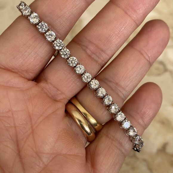 10 Carat Sterling Silver Cubic Zirconia Tennis Bracelet - Picture 5 of 9